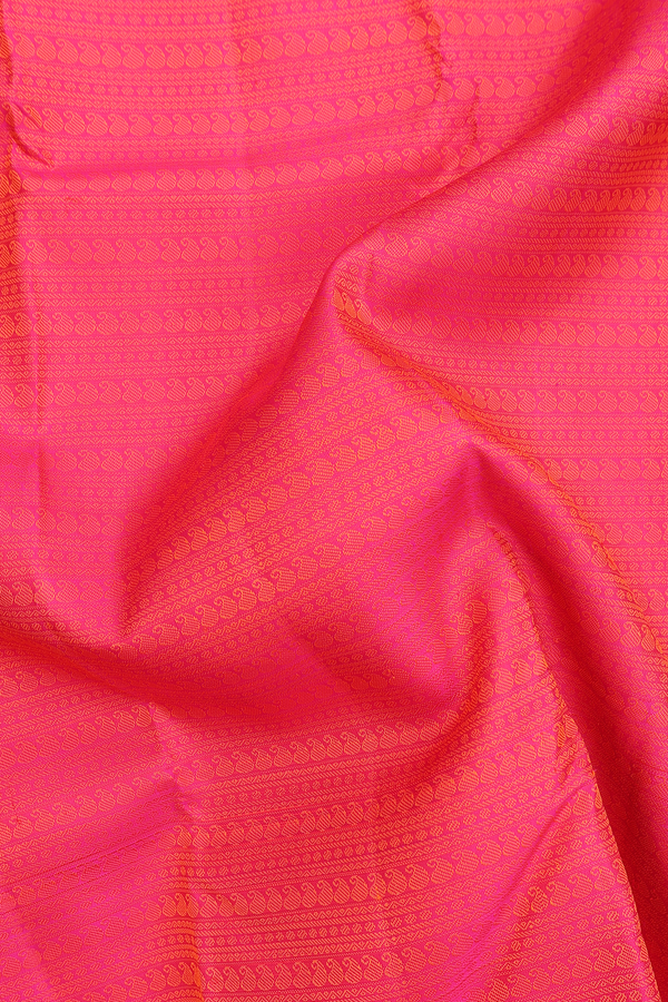 Kanchipuram Silk Saree In Hot Pink With Jacquard Pattern