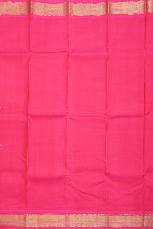 Kanchipuram Silk Saree In Hot Pink With Twill Weave Border