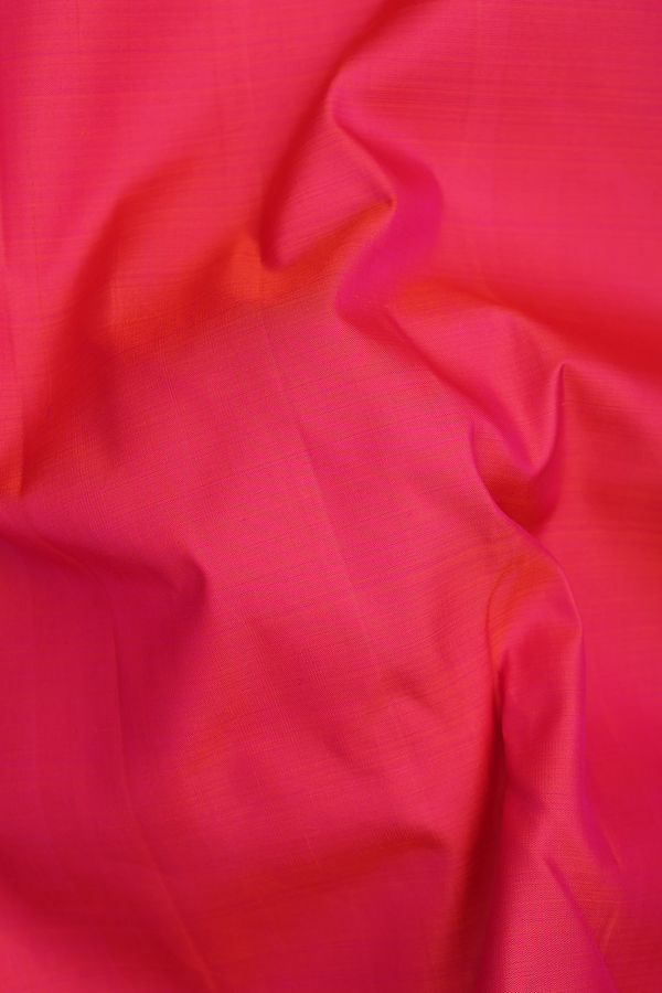 Kanchipuram Silk Saree In Hot Pink With Twill Weave Border