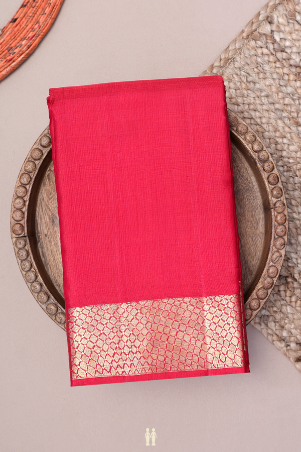 Kanchipuram Silk Saree In In Crimson Red With Zari Border