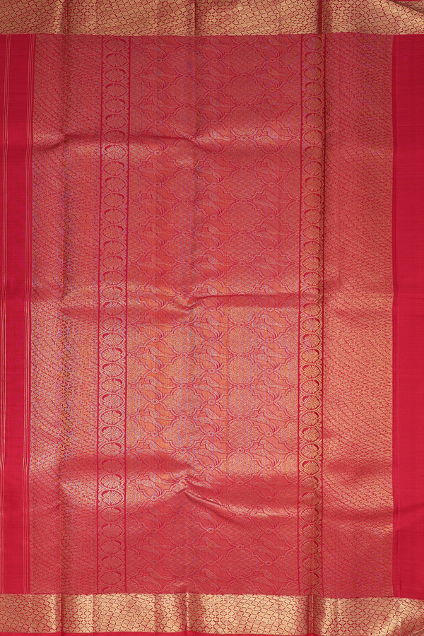 Kanchipuram Silk Saree In In Crimson Red With Zari Border