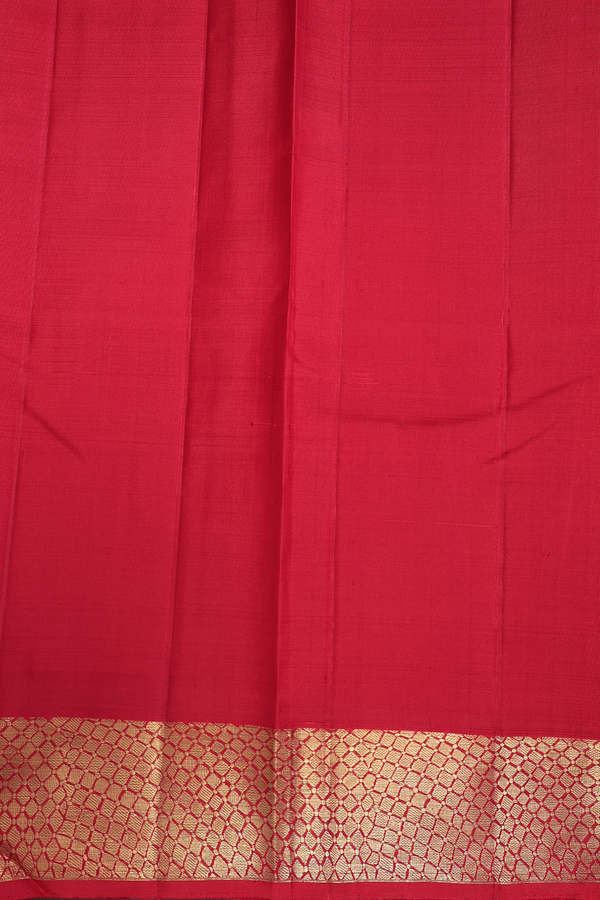 Kanchipuram Silk Saree In In Crimson Red With Zari Border