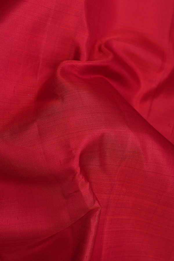 Kanchipuram Silk Saree In In Crimson Red With Zari Border