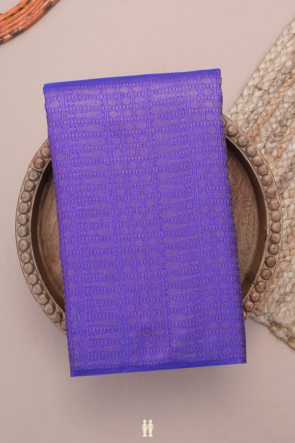 Kanchipuram Silk Saree In Indigo Blue With Brocade Design