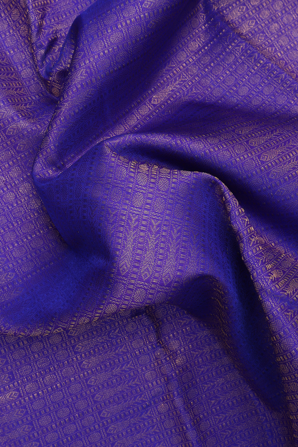 Kanchipuram Silk Saree In Indigo Blue With Brocade Design