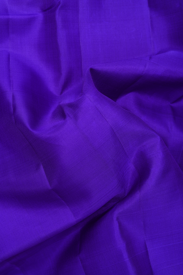 Kanchipuram Silk Saree In Indigo Blue With Checks Border