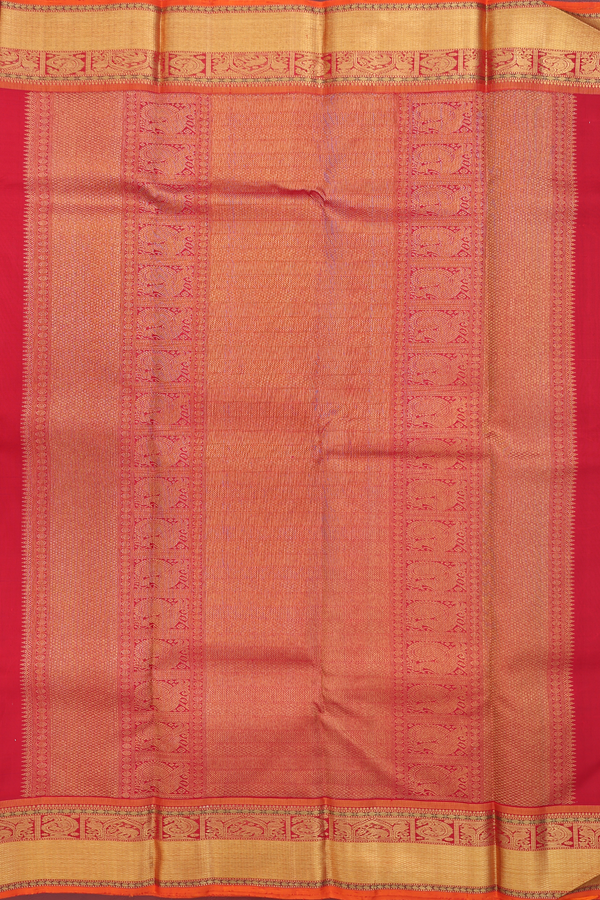 Kanchipuram Silk Saree In Indigo Blue With Checks Design