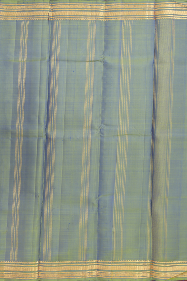 Kanchipuram Silk Saree In Indigo Blue With Checks Design