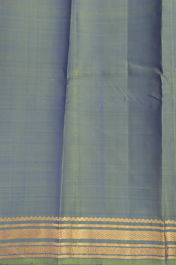 Kanchipuram Silk Saree In Indigo Blue With Checks Design