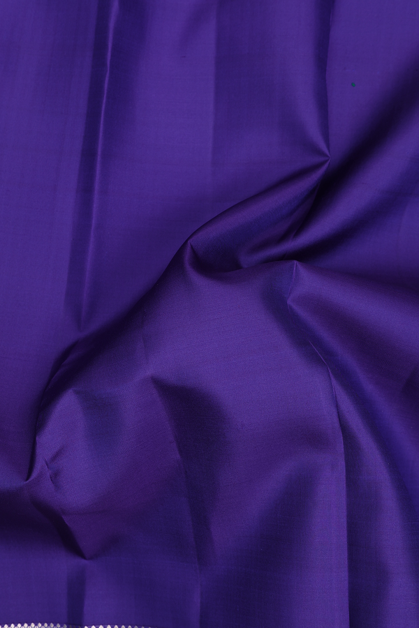 Kanchipuram Silk Saree In Indigo Blue With Chevron Border