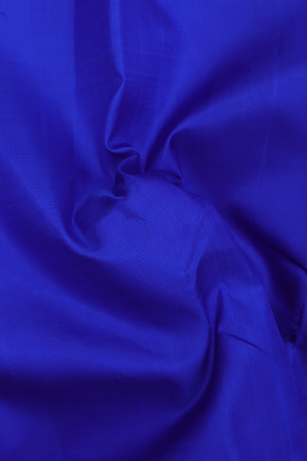 Kanchipuram Silk Saree In Indigo Blue With Contrast Border