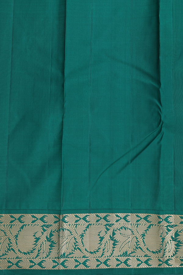 Kanchipuram Silk Saree In Indigo Blue With Contrast Border