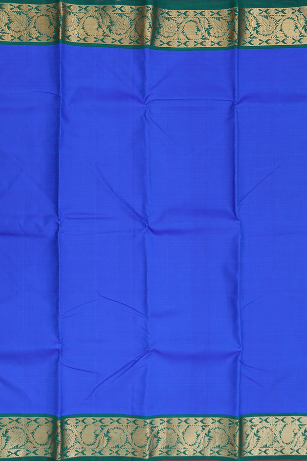 Kanchipuram Silk Saree In Indigo Blue With Contrast Border