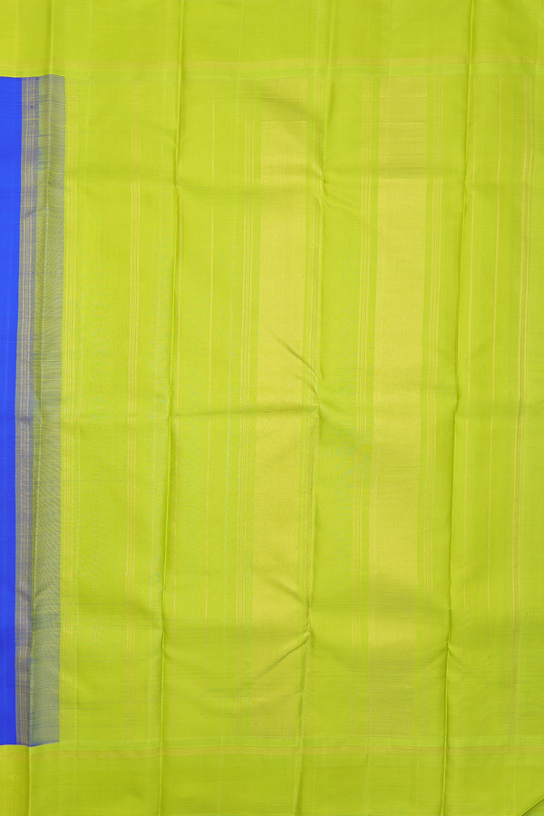 Kanchipuram Silk Saree In Indigo Blue With Contrast Border