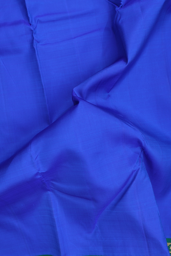 Kanchipuram Silk Saree In Indigo Blue With Contrast Border