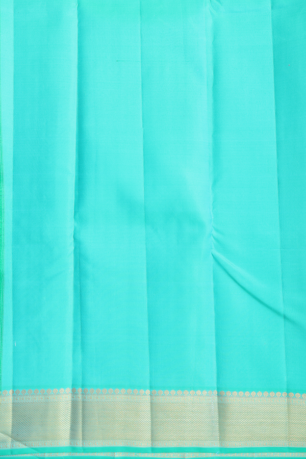 Kanchipuram Silk Saree In Indigo Blue With Floral Buttis