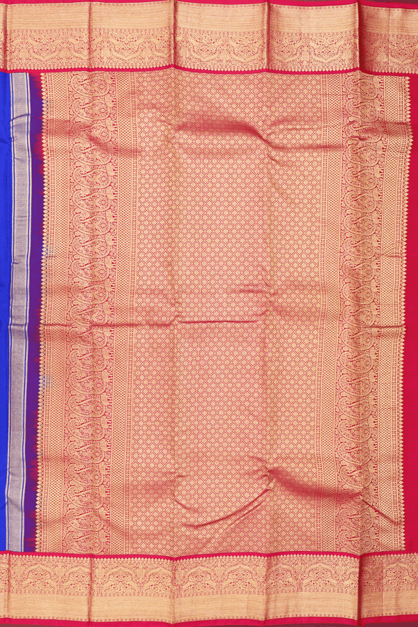 Kanchipuram Silk Saree In Indigo Blue With Jacquard Pattern