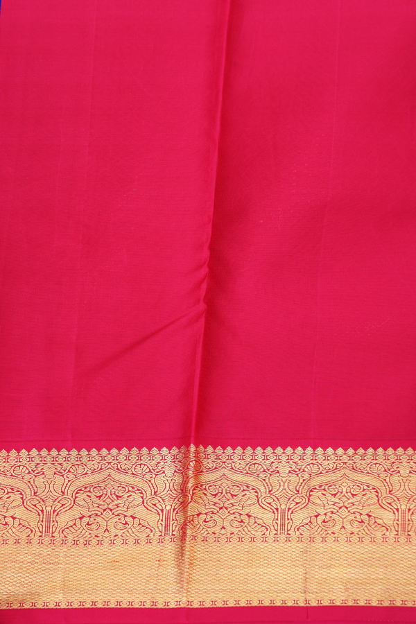Kanchipuram Silk Saree In Indigo Blue With Jacquard Pattern