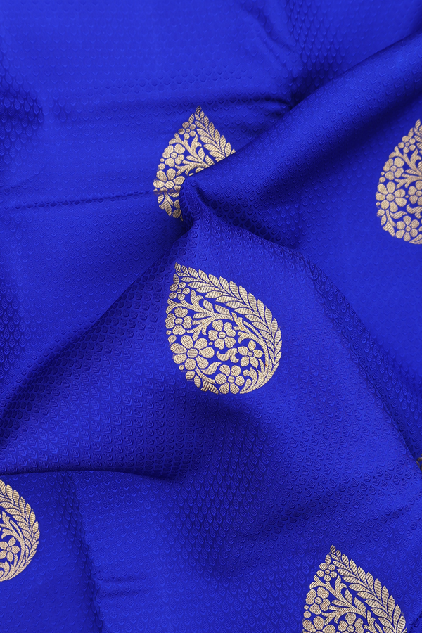 Kanchipuram Silk Saree In Indigo Blue With Jacquard Pattern