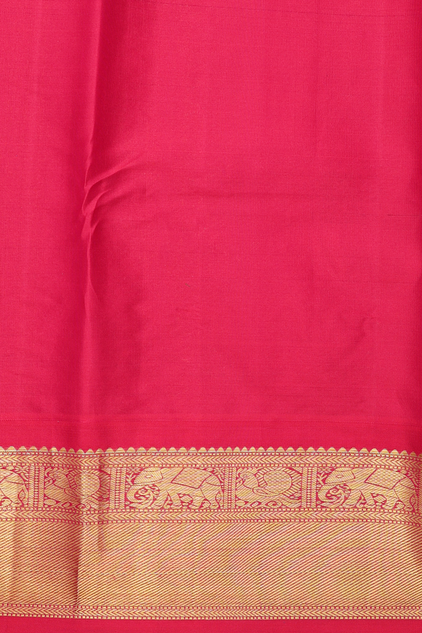 Kanchipuram Silk Saree In Indigo Blue With Peacock Buttas