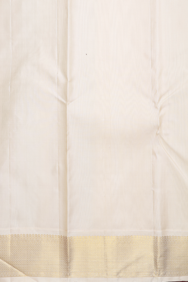 Kanchipuram Silk Saree In Indigo Blue With Stripes Design