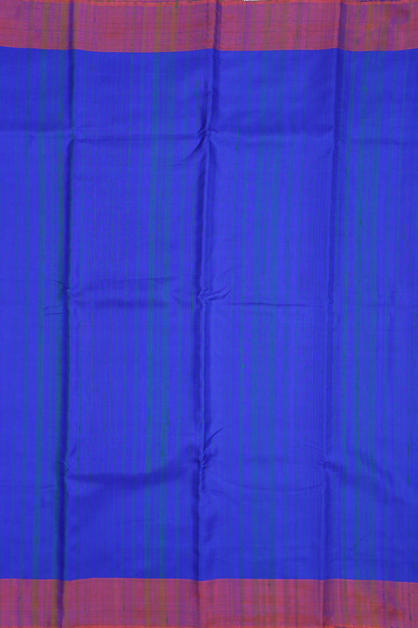 Kanchipuram Silk Saree In Indigo Blue With Stripes Design