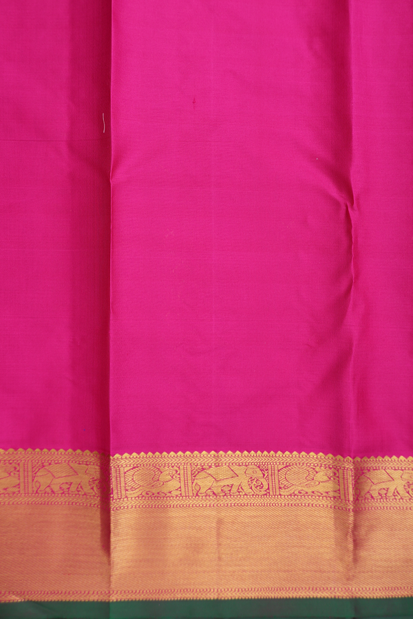 Kanchipuram Silk Saree In Indigo Blue With Zari Buttas