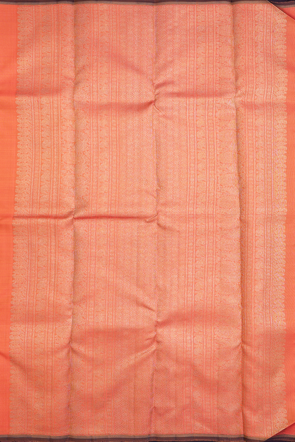 Kanchipuram Silk Saree In Indigo Blue With Zari Buttas