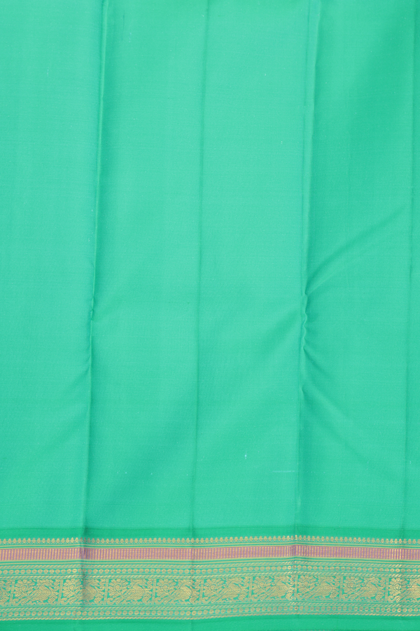 Kanchipuram Silk Saree In Indigo Blue With Zari Buttas