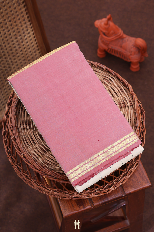 Kanchipuram Silk Saree In Ivory With Checks Design