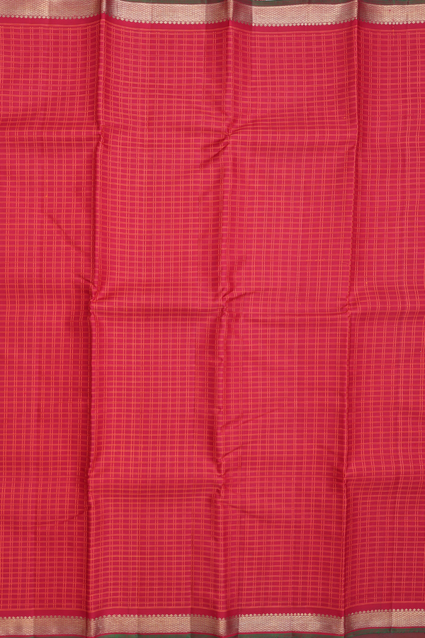 Kanchipuram Silk Saree In Red With Checks Design