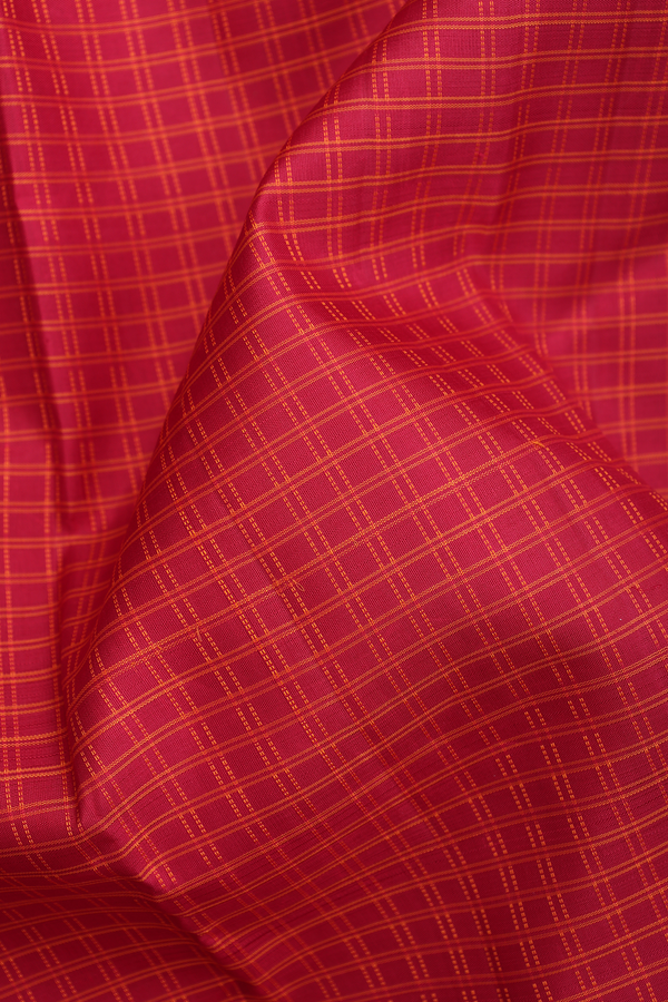 Kanchipuram Silk Saree In Red With Checks Design
