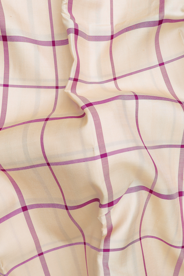 Kanchipuram Silk Saree In Ivory With Checks Design