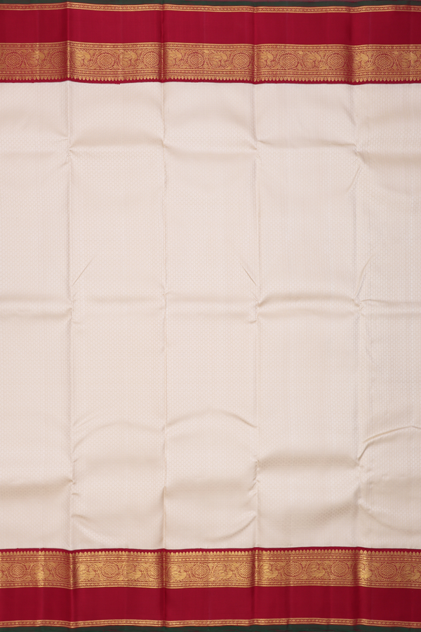 Kanchipuram Silk Saree In Ivory With Jacquard Pattern