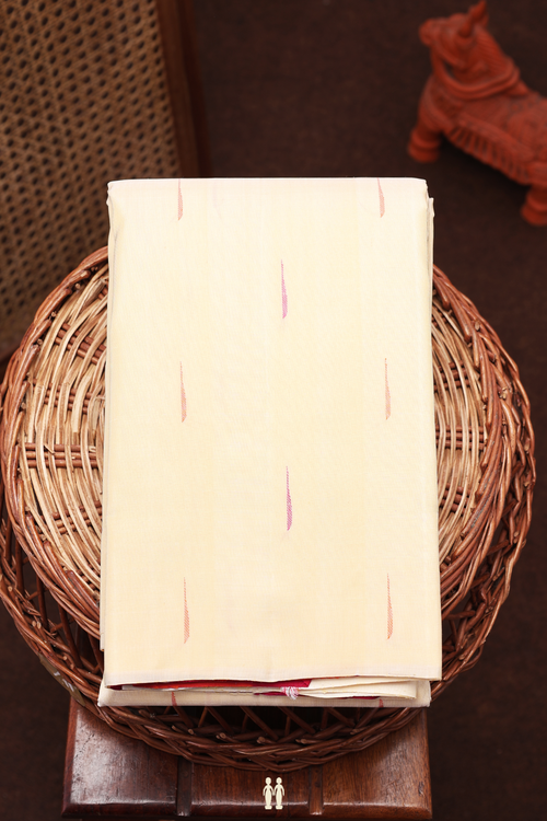 Kanchipuram Silk Saree In Ivory With Malli Moggu Buttas