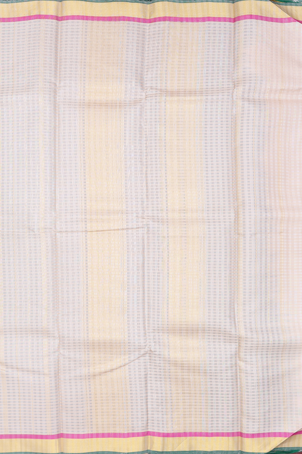 Kanchipuram Silk Saree In Ivory With Self Checks Design