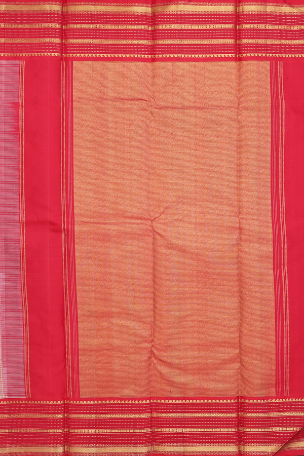 Kanchipuram Silk Saree In Ivory With Stripes Design