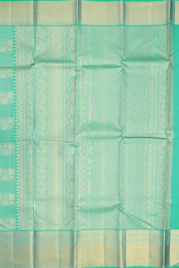 Kanchipuram Silk Saree In Aqua Green With Brocade Design