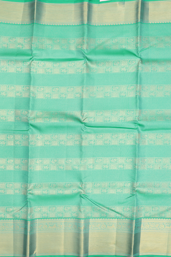 Kanchipuram Silk Saree In Aqua Green With Brocade Design