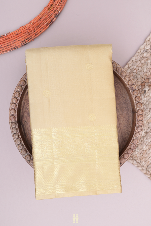 Kanchipuram Silk Saree In Khaki With Chakram Buttas