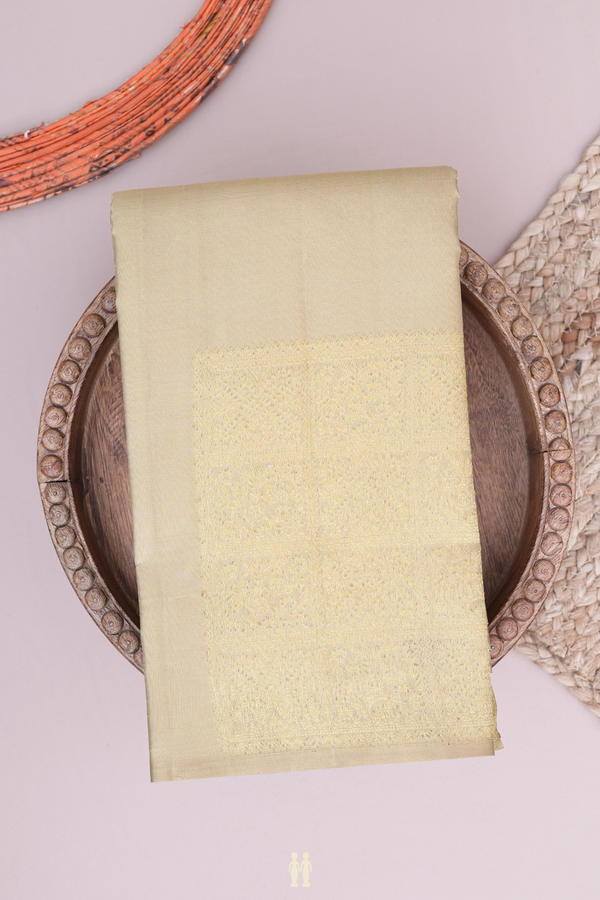 Kanchipuram Silk Saree In Khaki With Mandala Design