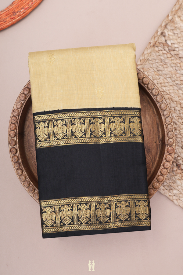 Kanchipuram Silk Saree In Khaki With Zari Buttas