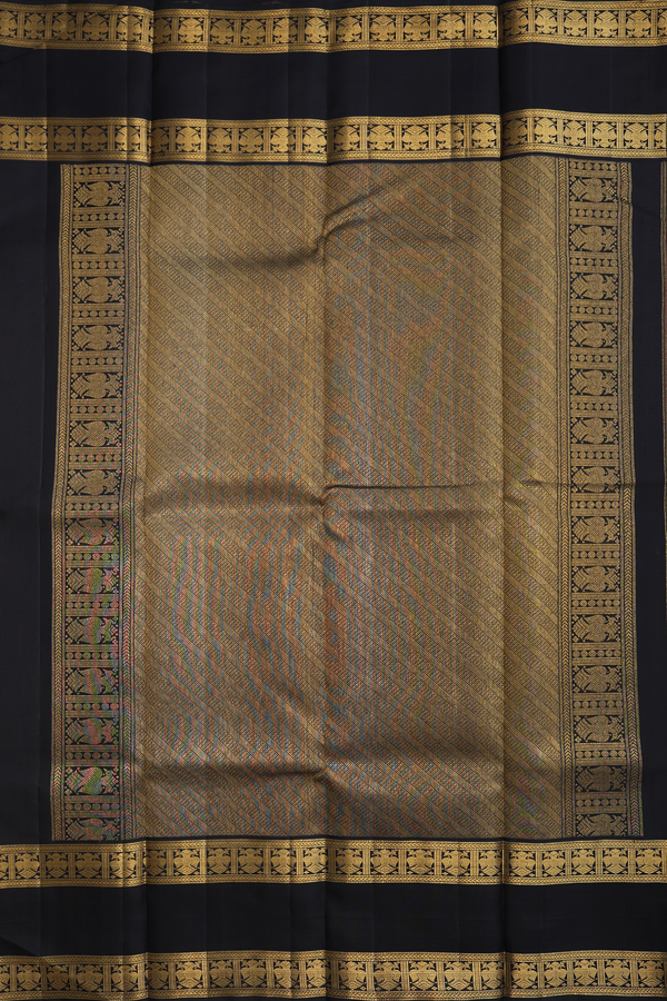 Kanchipuram Silk Saree In Khaki With Zari Buttas