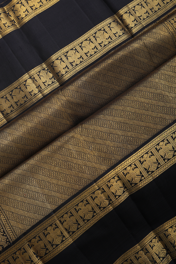 Kanchipuram Silk Saree In Khaki With Zari Buttas