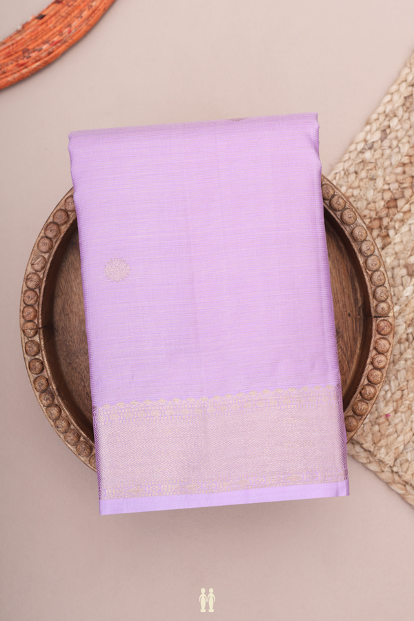 Kanchipuram Silk Saree In Lavender Along Stripes With Buttas