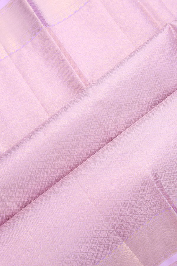 Kanchipuram Silk Saree In Lavender Along Stripes With Buttas