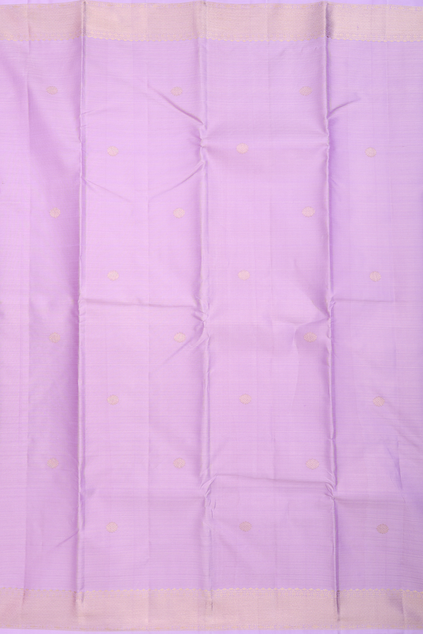 Kanchipuram Silk Saree In Lavender Along Stripes With Buttas