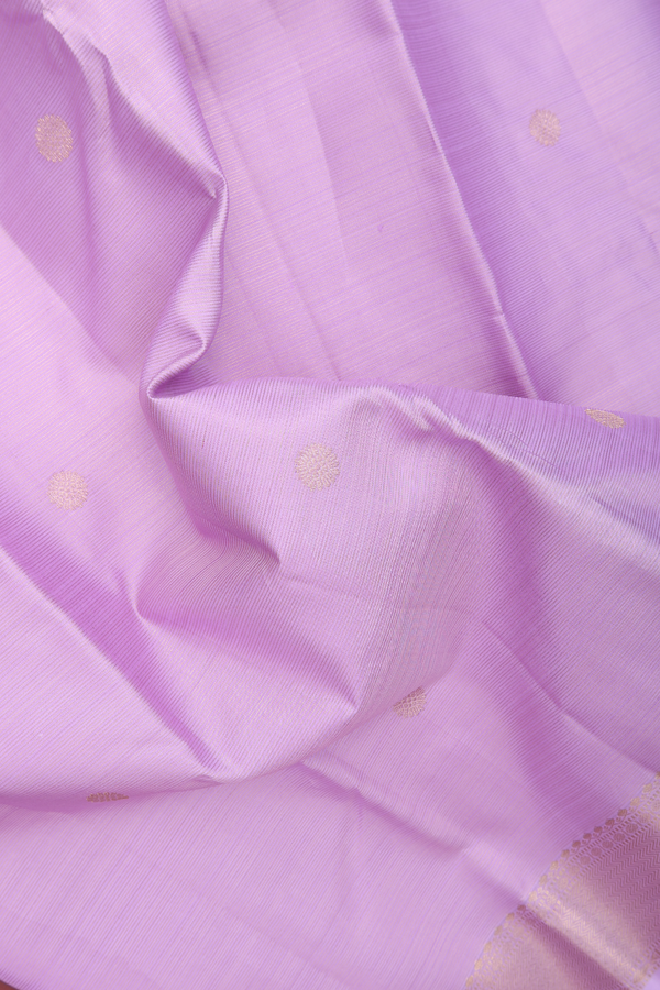Kanchipuram Silk Saree In Lavender Along Stripes With Buttas