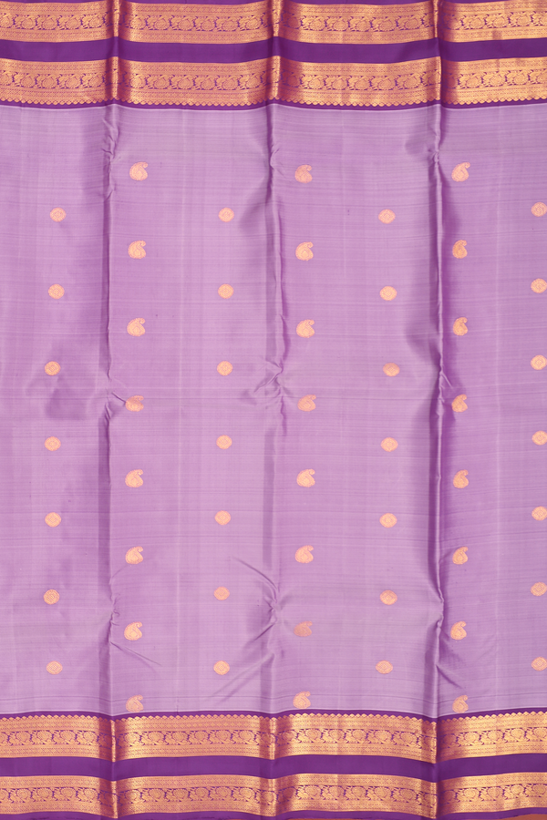 Kanchipuram Silk Saree In Lavender With Paisley Buttas