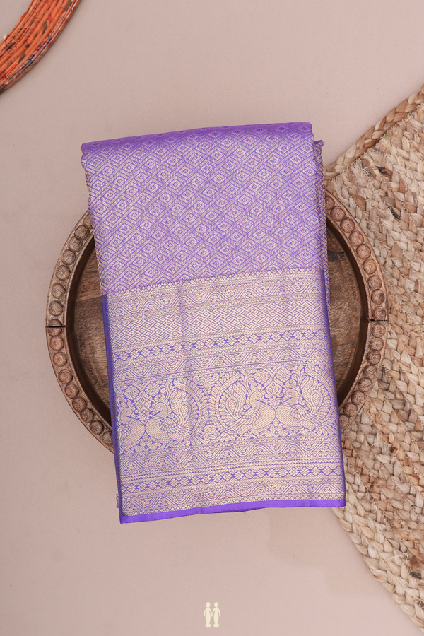 Kanchipuram Silk Saree In Lavender With Brocade Design